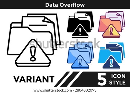 Data Overflow icon for illustrating excessive data volume systems, storage capacity issues, and overflow management concepts. Line, Filled, Color, Dualtone style.