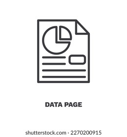 Symbole der Datenseite. Dünne Datenseite, Seitensymbol aus der Computer- und Techniksammlung. Rahmenvektor einzeln auf weißem Hintergrund. Bearbeitbare Datenseitensymbole können im Web und mobil verwendet werden