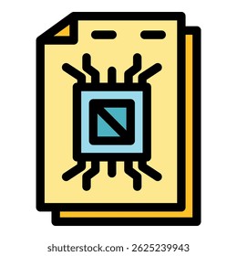 Data paper storage icon. Outline data paper storage vector icon color flat isolated