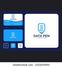 plantilla de diseño gráfico de logotipo de lápiz de datos
