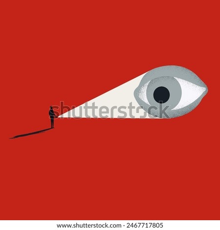 Data and personal privacy issues, vector concept. Symbol of surveillance, security, theft. Minimal design eps10 illustration.