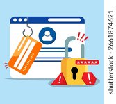 Data phishing hacking online scam concept. Personal information hacking with hook on credit payment.