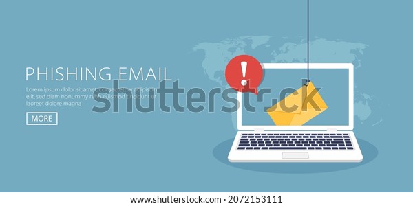 Data\
phishing, hacking online scam on computer laptop concept. Fishing\
by email, envelope and fishing hook\
symbol.