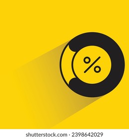 data pie chart icon with shadow on yellow background
