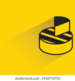 data pie chart icon with shadow on yellow background