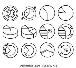 conjunto de iconos del gráfico circular de datos
