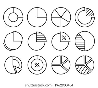 data pie chart icons set vector