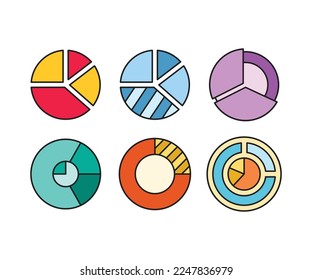 data pie chart icons set vector