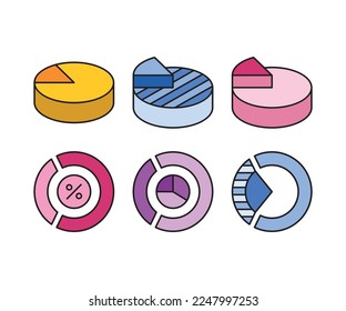 data pie chart icons set vector