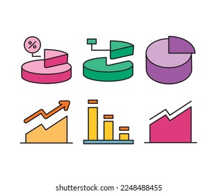 data pie chart icons set vector