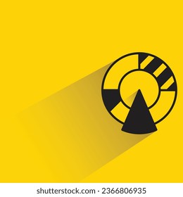 data pie chart with shadow on yellow background
