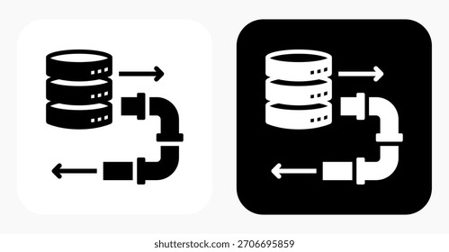 Schwarz-Weiß-Symbol der Datenpipeline