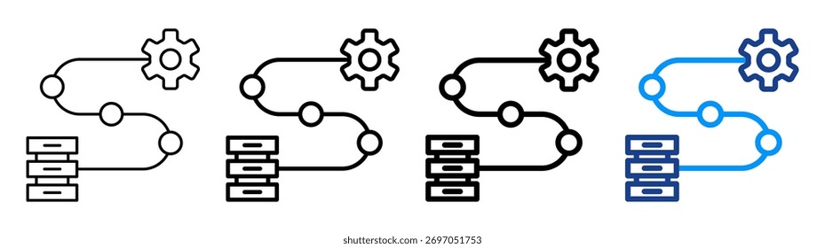 Data Pipeline Icon Different Outline Collection Set