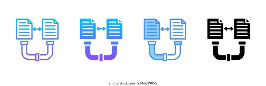 Conjunto de iconos de estilo múltiple de tubería de datos
