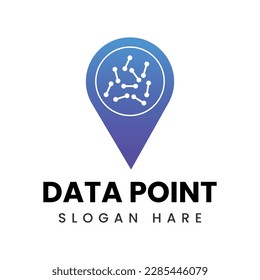 Data point company logo design with location vector illustration.