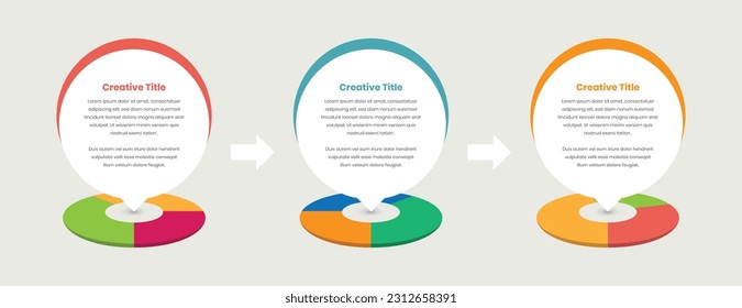 Data presentation business infographic template with perspective pie chart