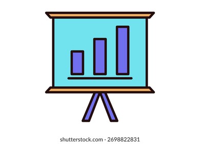 Data Presentation graph Icon. Icon related to Presentation. Flat line icon style. Simple vector design editable