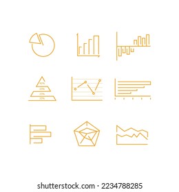 data presentation graphs icon set pie chart bar chart spider line graphs icon