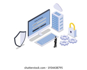 Data privacy 3D isometric vector concept for banner, website, illustration, landing page, flyer, etc