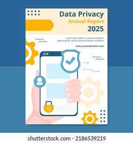 Vorlage für den Geschäftsbericht zum Datenschutz Vorlage flatter Cartoon-Hintergrund Vektorgrafik