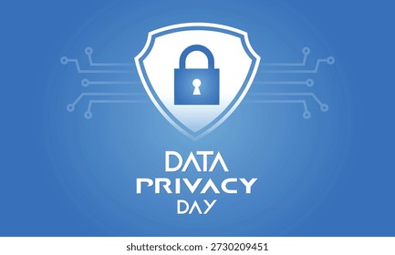 Banner zum Datenschutztag Vektor für Cybersicherheit und Schutz personenbezogener Daten