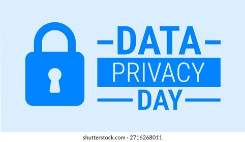 Data Privacy Day background, banner, card or poster design template is observed every year during January, to raise awareness about the mission. Vector illustration.