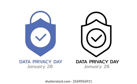 Data Privacy Day Design. International day on January 28. An annual raise awareness of all things privacy and data protection. Flat vector illustration.