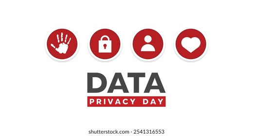 Data Privacy Day.  Great for cards, banners, posters, social media and more. White background.