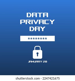 Data privacy day. hidden lock password. Template for poster, cover, web, social media square background