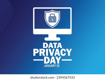 Día de Privacidad de Datos. 28 de enero. Concepto de vacaciones. Plantilla para fondo, banner, tarjeta, afiche con inscripción de texto. Ilustración del vector