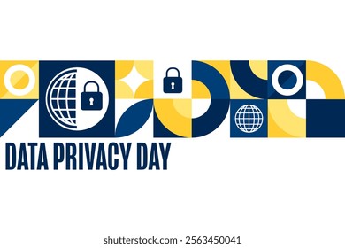 Data Privacy Day. January 28. Holiday concept. Template for background, banner, card, poster with text. Vector EPS10 illustration