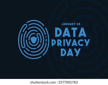 Data Privacy Day. January 28. Flat design vector. Fingerprint security icon. Eps 10.