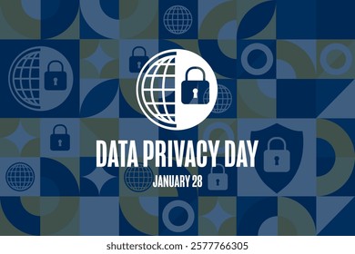 Data Privacy Day. January 28. Holiday concept. Template for background, banner, card, poster with text. Vector EPS10 illustration