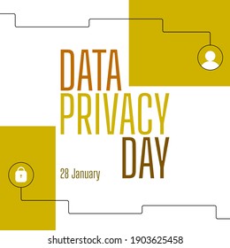 Día de la privacidad de datos 28 de enero, el cartel es cuadrado con colores marrón claro y blanco y un adorno de línea