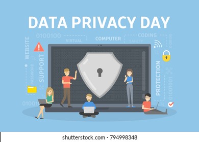 Data Privacy Day With Lock On The Screen.