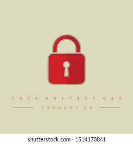 Data Privacy Day with Padlock icon cartoon