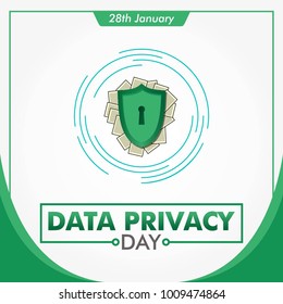 Data privacy day square vector background design for greeting, social media posting, meme, sticker, profile photo design. January 28 international day celebration and greeting vector design