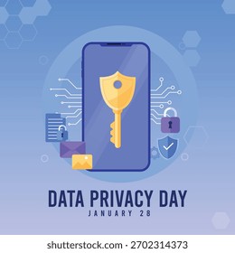 Plantilla del Día de la Privacidad de Datos Concepto de Seguridad Móvil y Protección Digital