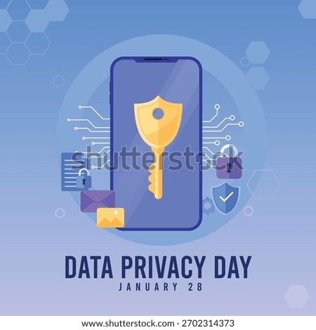 Data Privacy Day Template Mobile Security and Digital Protection Concept
