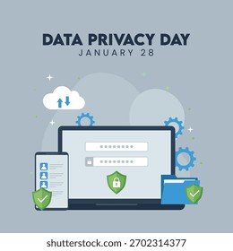Modelo do dia da privacidade de dados Protegendo suas informações digitais