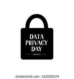 Data Privacy Day vector illustration with lettering and closed lock. Easy to edit template for typography poster, banner, postcard, flyer, sticker, brochure, booklet, etc.