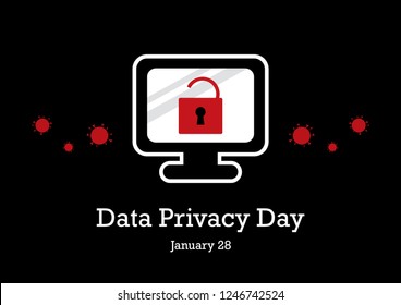 Data Privacy Day vector. Secure computer vector illustration. Computer graphic icon. Data Protection Day vector. Important day