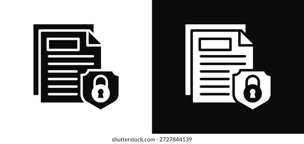 Ícone De Privacidade De Dados Definido Em Preto-E-Branco