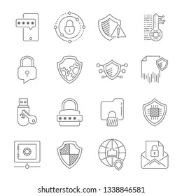 Data Privacy icons set. Included the icons as security information, data protection, shield, compliant, personal data, database and more. Illustration Vector. EPS 10