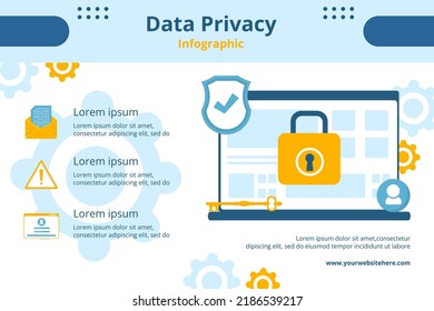 Data Privacy Infographic Template Flat Cartoon Background Vector Illustration