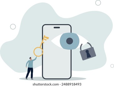 Data privacy for internet user, protect application to track or follow user behavior concept.flat design.illustration with people.