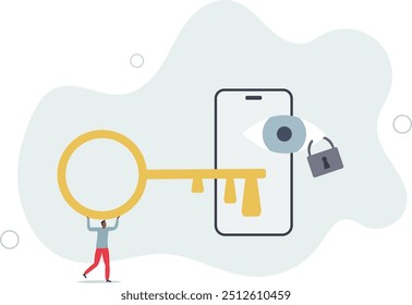 Data privacy for internet user, protect application to track or follow user behavior concept.flat design with people.