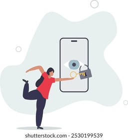 Data privacy for internet user, protect application to track or follow user behavior concept.flat design with people.