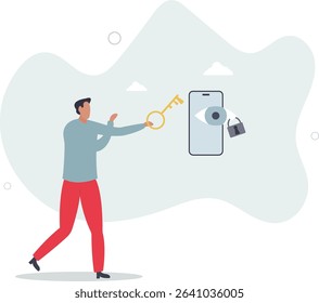 Data privacy for internet user, protect application to track or follow user behavior concept. character life .