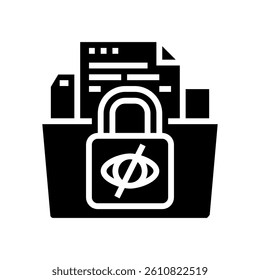 data privacy lock ethical ai glyph icon vector. data privacy lock ethical ai sign. isolated symbol illustration